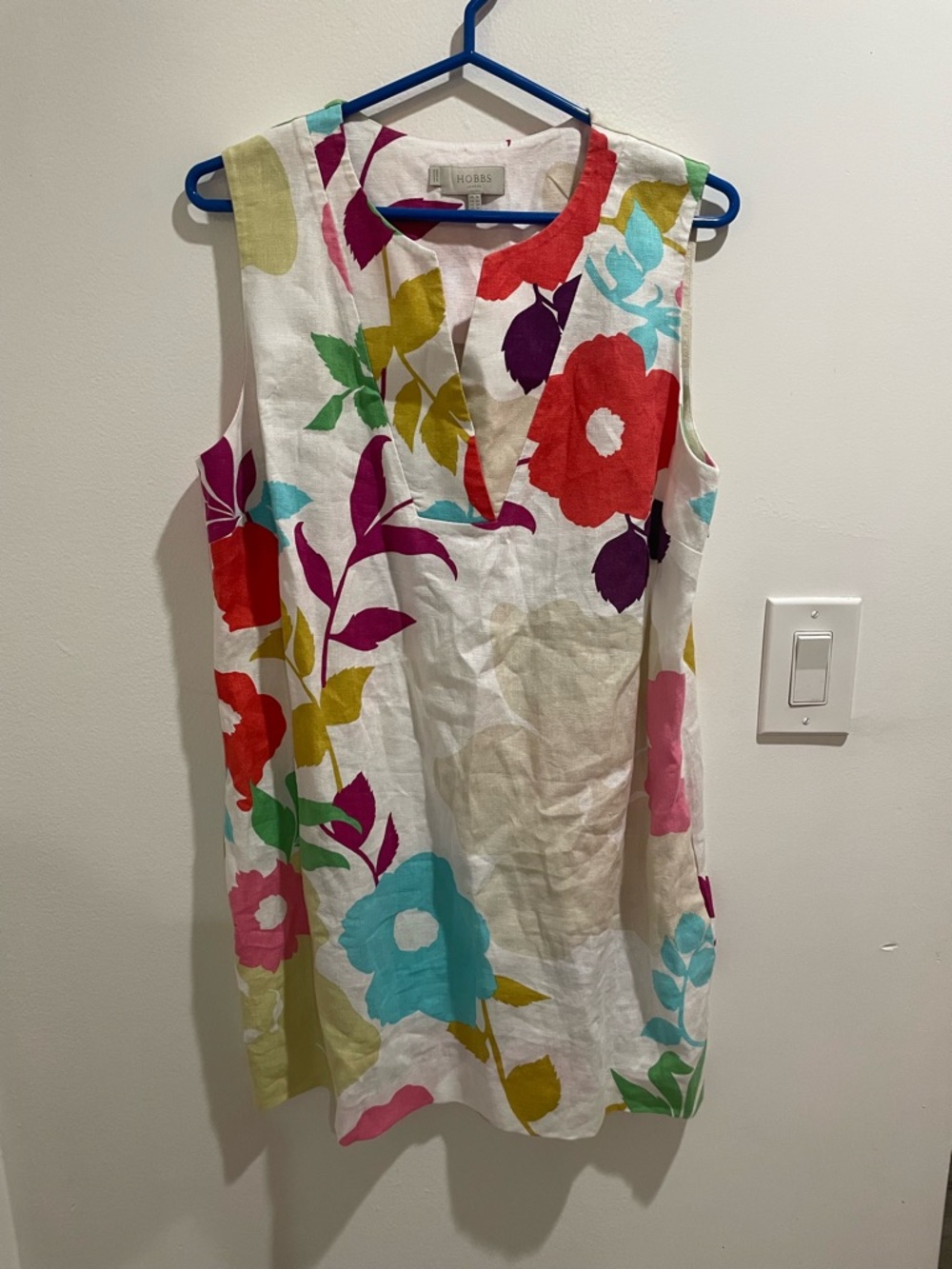 Hobbs White Multicolor Floral Sleeveless Shift Dress